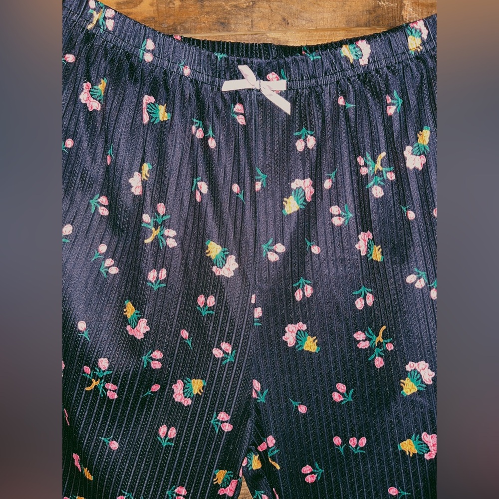Floral Women’s Pajamas - Black with Pink and Green Accents - Picture 3 of 5